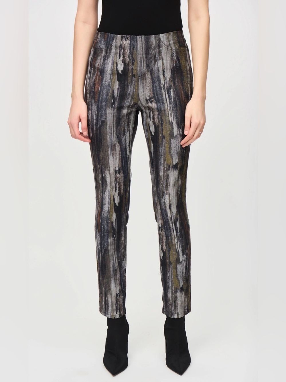 NWOT Joseph Ribkoff Abstract Brushstroke Slim Leg Pants 243965 Size 10